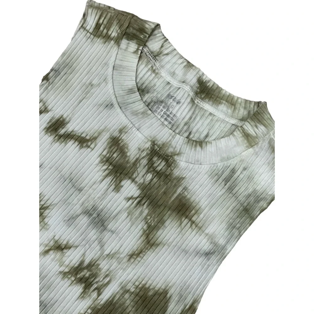 NWT Aerie Olive Green Tye-Dye, Cutoff Crop‎ Tank, L, #546-T